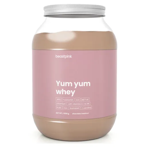 GYMBEAM BeastPink Yum yum whey proteín čokoláda lieskový oriešok 1000 g