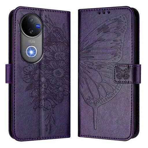 ART BUTTERFLY Peňaženkový obal pre Vivo V50 5G fialový