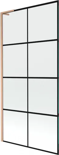 MEXEN/S - Next L vaňová zástena FIX 90 x 150, čierna vzor, meď kartáčovaná 895-090-000-03-77-65