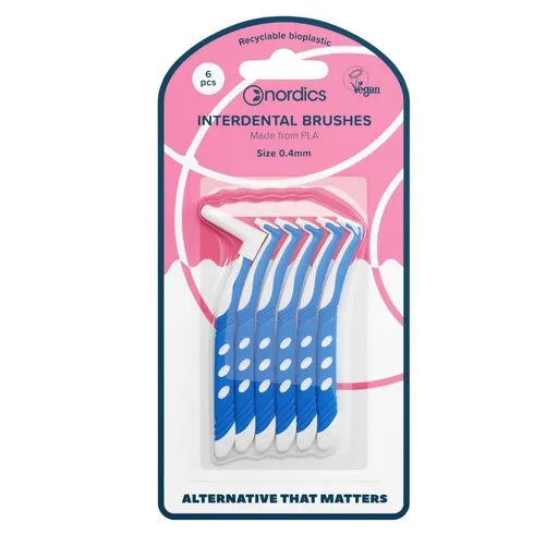Medzizubné kefky z recyklovateľného bioplastu PLA 0,40 mm NORDICS 6 ks