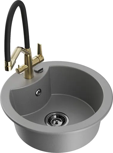 MEXEN/S MEXEN/S - Diego granitový drez 1-miska vrátane batérie Duo, šedá 6512-71-671701-57-B