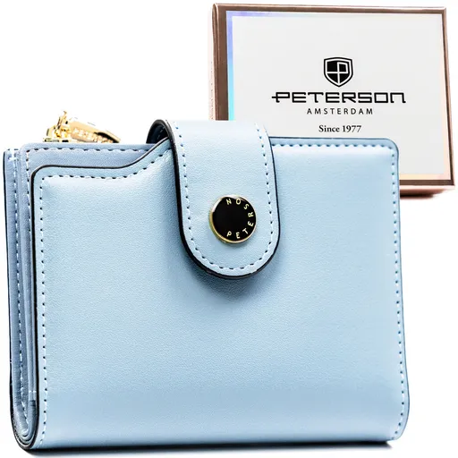 Dámska modrá peňaženka z ekologickej kože – stredná veľkosť, RFID ochrana – Peterson