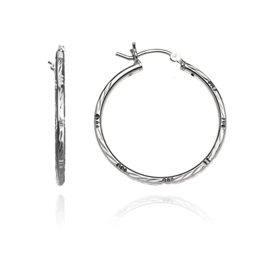 Strieborné kruhové náušnice 925 - zárezy, indiánsky motív, 30 mm