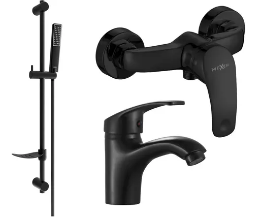 MEXEN/S - Fabia DF72 Set umývadlovej a sprchovej batérie s príslušenstvom, čierna 746504DF72-70