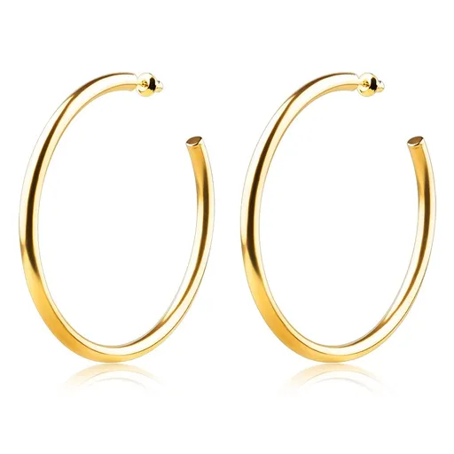 Náušnice z ocele 316L - jednoduché veľké kruhy zlatej farby, 63 mm