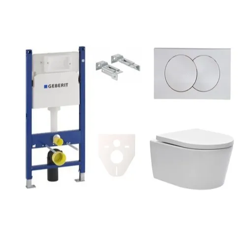 Cenovo zvýhodnený závesný WC set Geberit do ľahkých stien / predstenová montáž + WC SAT Brevis SIKOGES7W7S