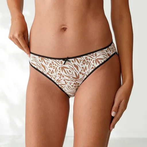 Súprava 4 bavlnených slipových mini nohavičiek so zladenou potlačou zvieracej srsti