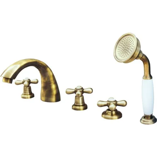 Vaňová batéria RAV Slezák MORAVA so sprchovacím setom stará mosadz MK169.5PSM