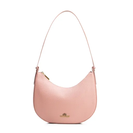 Kožená kabelka typu bagetka ružová 100-4E-210-P