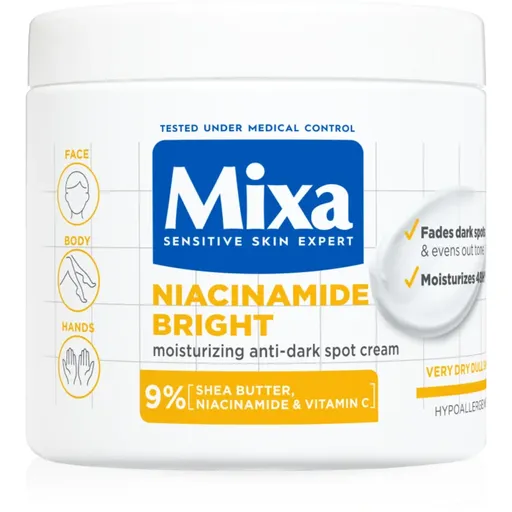 Mixa Niacinamide Bright intenzívne hydratačný krém proti tmavým škvrnám 400 ml