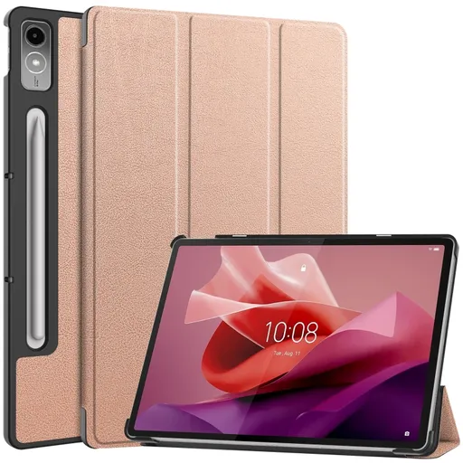 LEATHER PRO Zaklápací kryt pre Lenovo Tab P12 ružovozlatý
