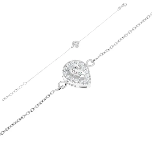 Náramok zo striebra 925, slzičkový číry zirkón a žiarivé trblietky v plnej kvapke