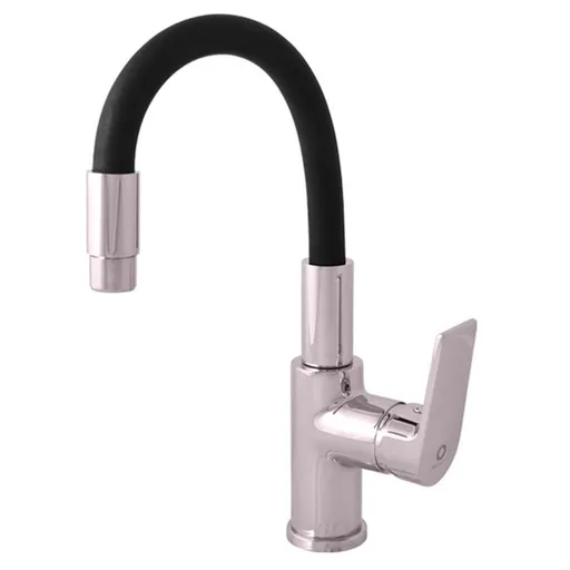 RAV SLEZÁK Colorado umývadlová batéria so silikónovým ramienkom čierna matná/chróme co119.5/15 CO119.515