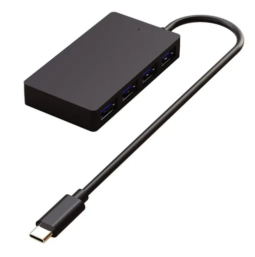 WG - HUB Type-C na 4x USB-A, USB 3.0, 5Gbps, čierna
