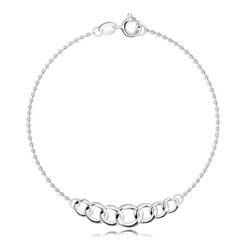 Náramok zo striebra 925 - skosené kruhy s lesklým povrchom