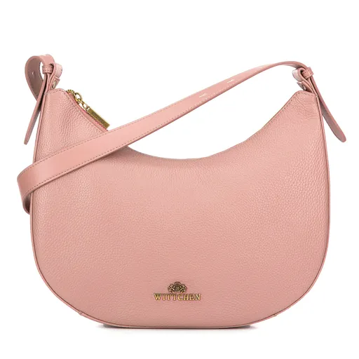 Kožená kabelka typu bagetka ružová 100-4E-210-P