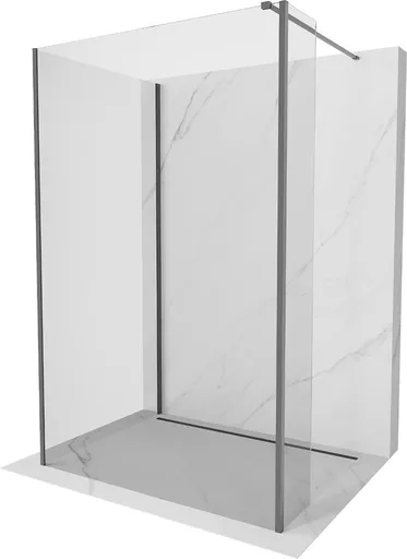 MEXEN/S - Kyoto Sprchová zástena WALK-IN 125 x 80 x 40, transparent, grafit metal 800-125-080-221-95-00-040