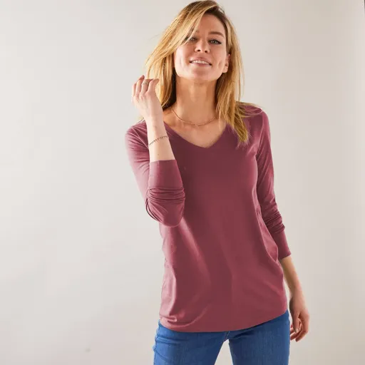 Tričko s výstrihom do V a dlhými rukávmi