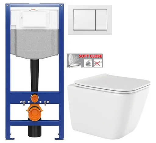 CERSANIT predstenový inštalačný systém s bielym tlačidlom K97-516 + WC INVENA PAROS  + SEDADLO K97-526 516 RO1