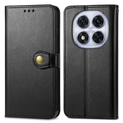 LEATHER BUCKLE Peňaženkový obal pre Xiaomi Redmi Note 15 Pro+ 5G / POCO M8 Pro 5G čierny