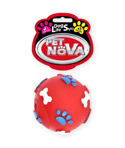 PET NOVA DOG LIFE STYLE Lopta so vzormi labiek a kostí 6 cm