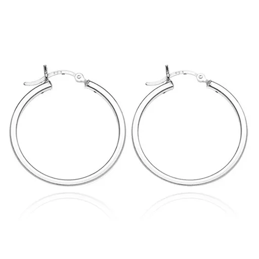 Náušnice kruhy zo striebra 925 - štyri lesklé hrany, 24 mm