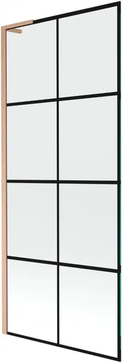 MEXEN/S - Next L vaňová zástena FIX 80 x 150, čierna vzor, meď kartáčovaná 895-080-000-03-77-65