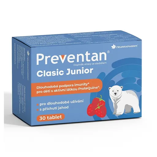 PREVENTAN Clasic junior príchuť jahoda 30 tabliet