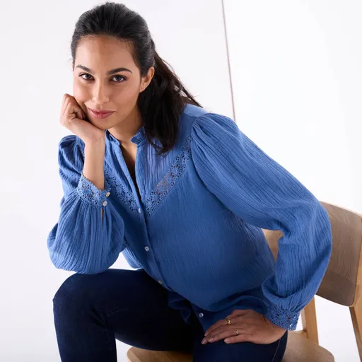 Košeľová blúzka s macramé