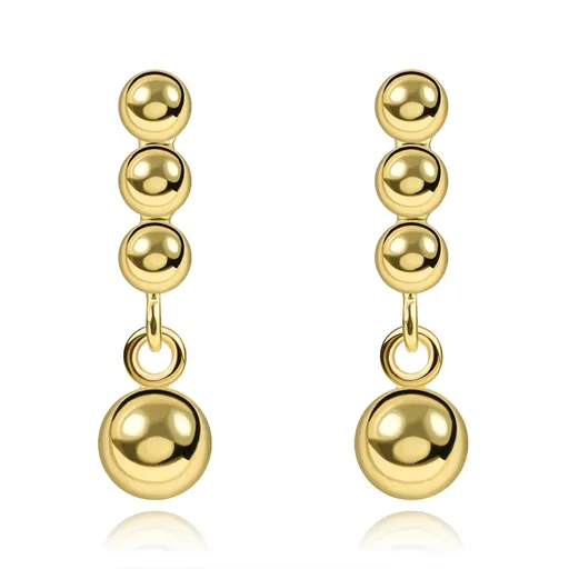 Zlaté napichovacie náušnice zo 14K zlata s radom guľôčok