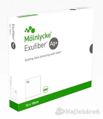 Exufiber Ag+ 10 x 10 cm krytie na rany hydrovláknité 10 ks