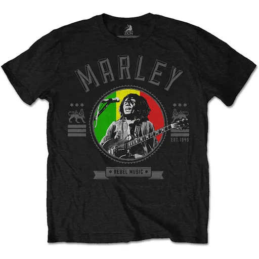 Bob Marley tričko Rebel Music Seal Čierna M