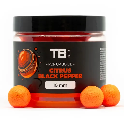 Tb baits plávajúce boilie pop-up citrus - black pepper + nhdc 65 g-12 mm