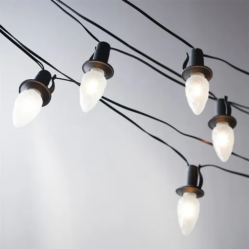 Svetelná reťaz Šiška, 20 LED žiaroviek Filament, čierny kábel, predĺženie