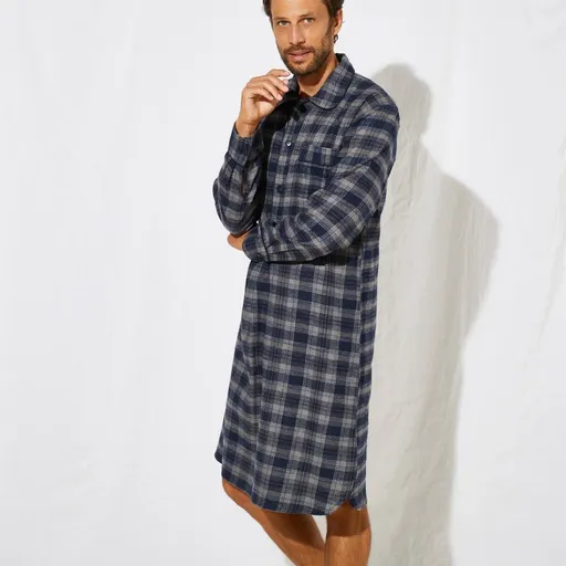 Pánska nočná flanelová košeľa s kockovanou potlačou