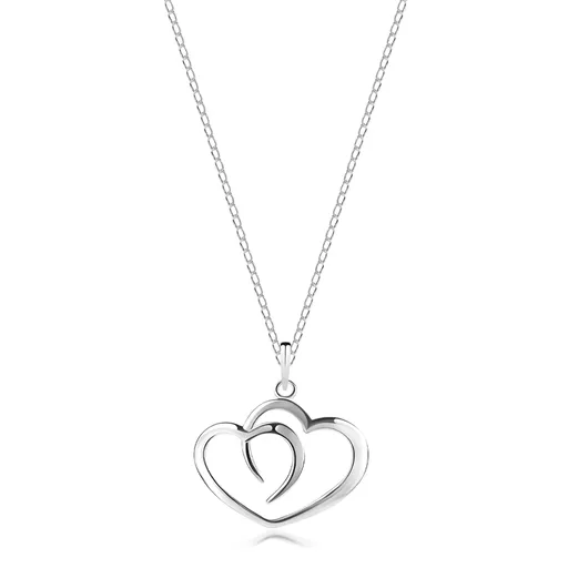 Náhrdelník zo striebra 925 - línie dvoch sŕdc na retiazke z podlhovastých očiek