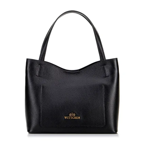 Kožená shopperka so sáčikom čierna 100-4E-219-1