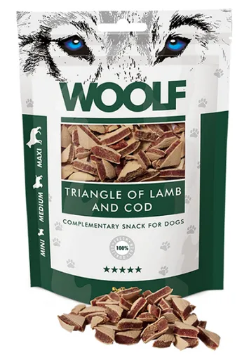 Woolf pochoutka Lamb and Cod Triangle 100 g