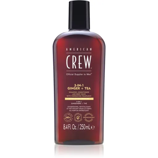 American Crew 3 in 1 Ginger + Tea 3 v 1 šampón, kondicionér a sprchový gél pre mužov 250 ml