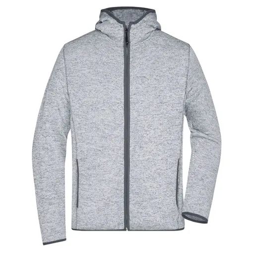 James & Nicholson (Daiber) Pánska mikina s kapucňou na zips JN589 - Svetlý melír / tmavošedá | L