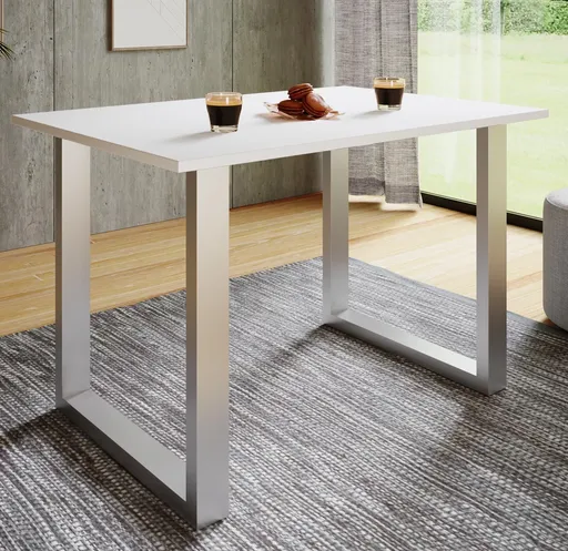 VCM Jídelní stůl Xona 110x80 U-nohy, bílý