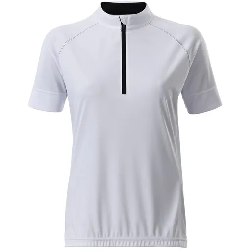 James & Nicholson (Daiber) Dámsky cyklistický dres s krátkym zipsom JN513 - Biela / čierna | L