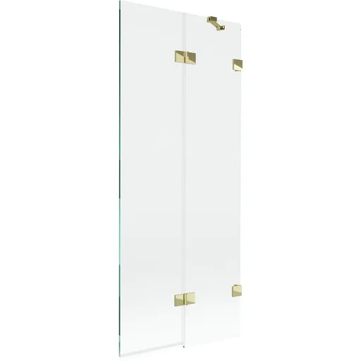 MEXEN/S - Lunar vaňová zástena 2-krídlová pravá 80 x 150, transparent, zlatá 897-080-100-50-00-P