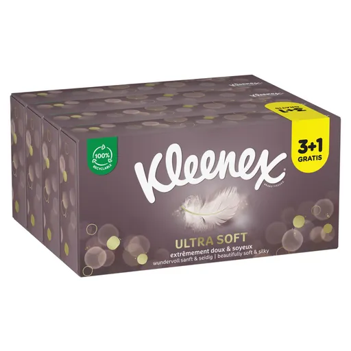 KLEENEX Papierové vreckovky 3-vrstvové Ultra Soft Box 4 x 64 kusov