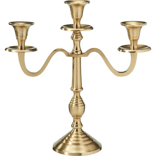 Kovový svietnik 3ramenný 29x10x30 cm, farba zlatá, dekor 2