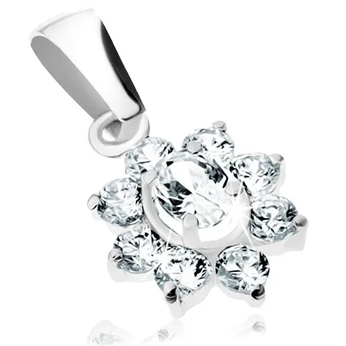 Prívesok z bieleho 9K zlata - ligotavý zirkónový kvietok, číra farba