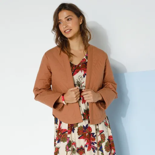 Prešívaná bunda s kimono golierom