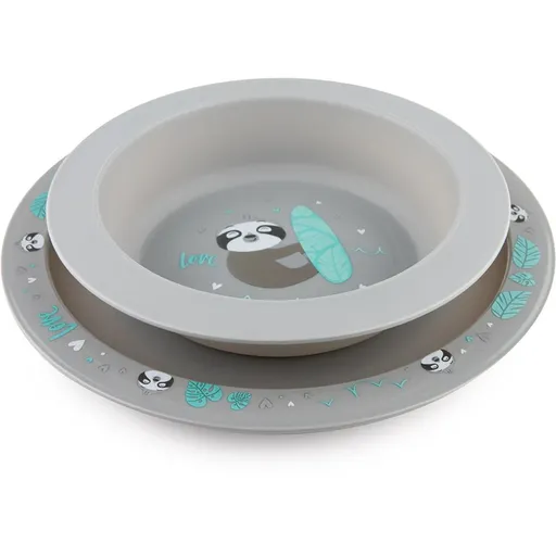 Canpol babies Exotic Animals jedálenská sada Grey 2 ks