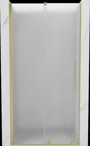 MEXEN/S - Velár posuvné sprchové dvere 110, dekor, zlatá kartáčovaná 871-110-000-31-55