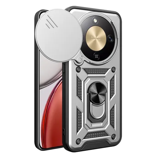 RING CAMERA Kryt s držiakom pre Honor Magic8 Lite 5G strieborný